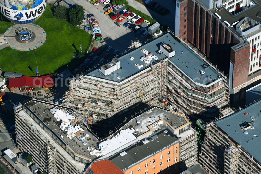 Berlin from above - Construction site to build a new multi-family residential complex Charlie Livin of Trockland Management GmbH along the Zimmerstrasse and Mauerstrasse in the district Mitte in Berlin, Germany