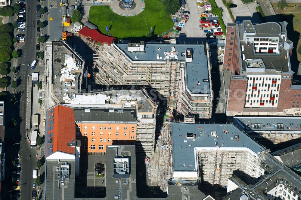 Aerial image Berlin - Construction site to build a new multi-family residential complex Charlie Livin of Trockland Management GmbH along the Zimmerstrasse and Mauerstrasse in the district Mitte in Berlin, Germany