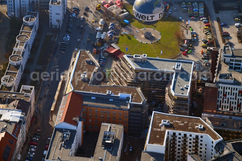 Aerial image Berlin - Construction site to build a new multi-family residential complex Charlie Livin of Trockland Management GmbH along the Zimmerstrasse and Mauerstrasse in the district Mitte in Berlin, Germany