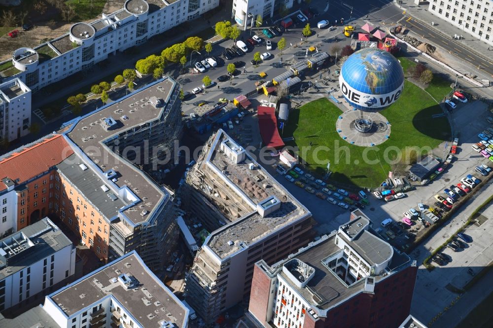 Aerial image Berlin - Construction site to build a new multi-family residential complex Charlie Livin of Trockland Management GmbH along the Zimmerstrasse and Mauerstrasse in the district Mitte in Berlin, Germany