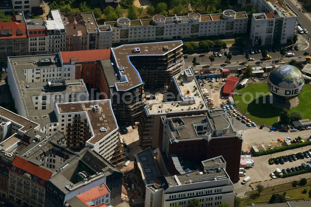 Berlin from above - Construction site to build a new multi-family residential complex Charlie Livin of Trockland Management GmbH along the Zimmerstrasse and Mauerstrasse in the district Mitte in Berlin, Germany