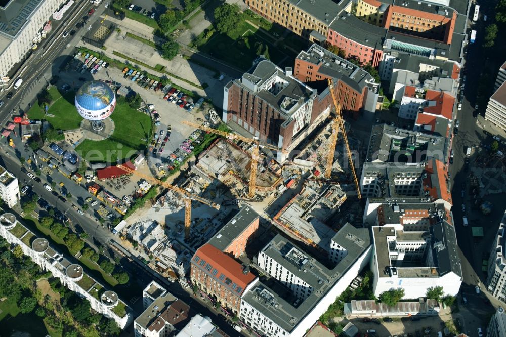 Aerial image Berlin - Construction site to build a new multi-family residential complex Charlie Livin of Trockland Management GmbH along the Zimmerstrasse and Mauerstrasse in the district Mitte in Berlin, Germany