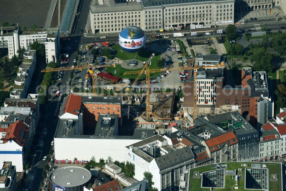 Berlin from above - Construction site to build a new multi-family residential complex Charlie Livin of Trockland Management GmbH along the Zimmerstrasse and Mauerstrasse in the district Mitte in Berlin, Germany