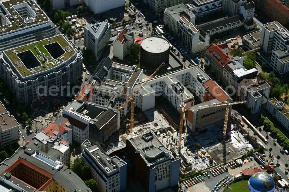 Aerial image Berlin - Construction site to build a new multi-family residential complex Charlie Livin of Trockland Management GmbH along the Zimmerstrasse and Mauerstrasse in the district Mitte in Berlin, Germany