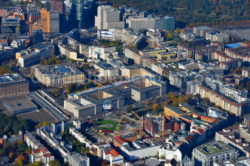 Aerial image Berlin - Construction site to build a new multi-family residential complex Charlie Livin of Trockland Management GmbH along the Zimmerstrasse and Mauerstrasse in the district Mitte in Berlin, Germany