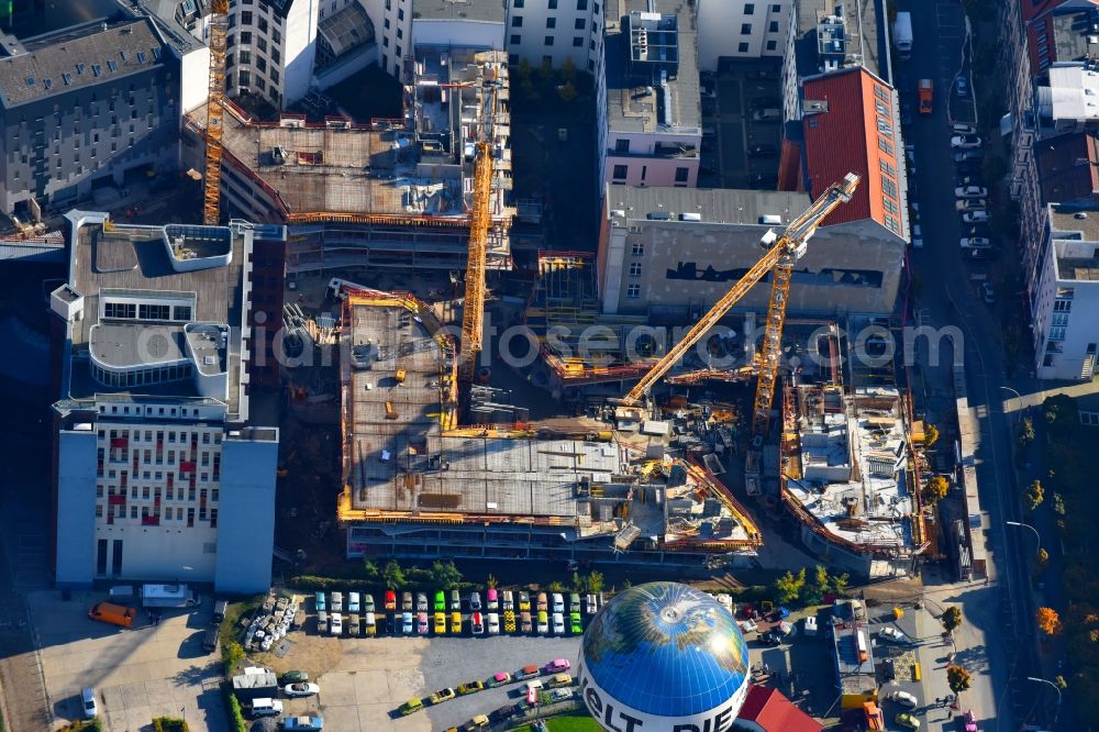 Aerial image Berlin - Construction site to build a new multi-family residential complex Charlie Livin of Trockland Management GmbH along the Zimmerstrasse and Mauerstrasse in the district Mitte in Berlin, Germany