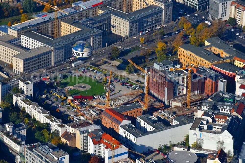 Berlin from above - Construction site to build a new multi-family residential complex Charlie Livin of Trockland Management GmbH along the Zimmerstrasse and Mauerstrasse in the district Mitte in Berlin, Germany