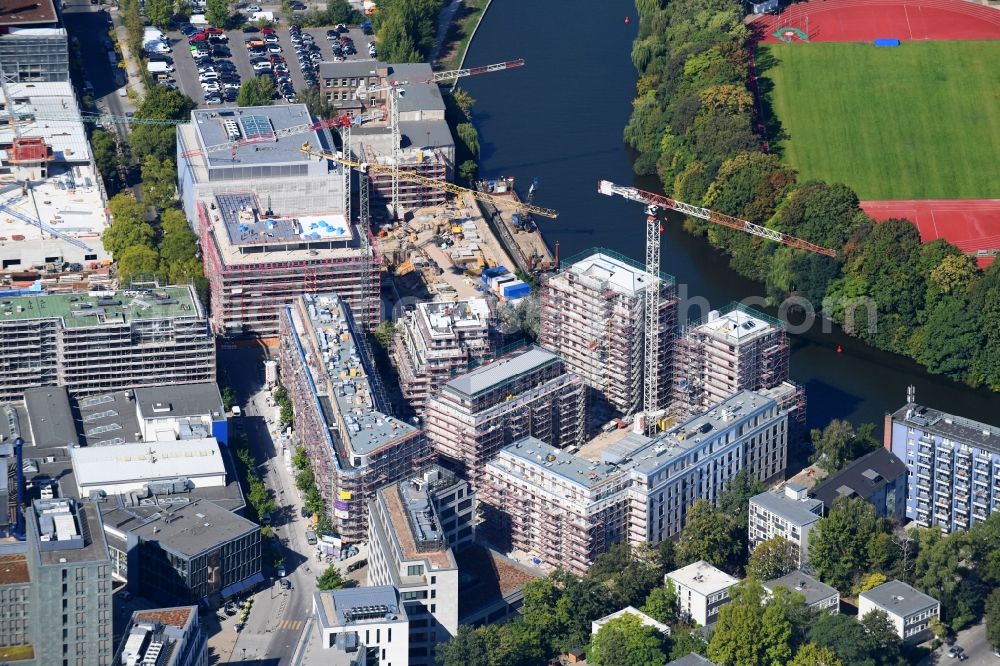 Berlin from the bird's eye view: Construction site to build a new multi-family residential complex No.1 Charlottenburg on Wegelystrasse zum Spree- Ufer in the district Charlottenburg in Berlin, Germany