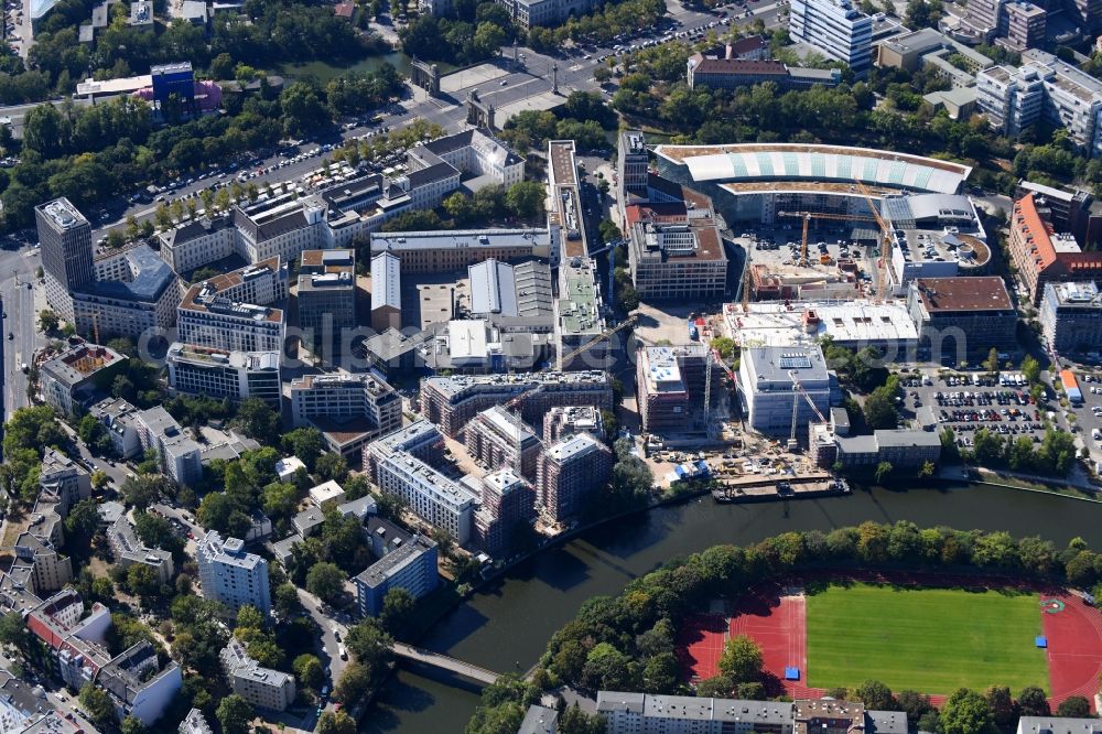 Aerial photograph Berlin - Construction site to build a new multi-family residential complex No.1 Charlottenburg on Wegelystrasse zum Spree- Ufer in the district Charlottenburg in Berlin, Germany