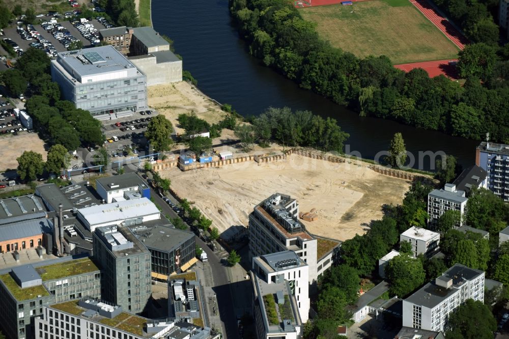 Aerial image Berlin - Construction site to build a new multi-family residential complex No.1 Charlottenburg on Wegelystrasse zum Spree- Ufer in the district Charlottenburg-Wilmersdorf in Berlin, Germany