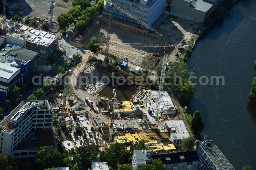 Aerial photograph Berlin - Construction site to build a new multi-family residential complex No.1 Charlottenburg on Wegelystrasse zum Spree- Ufer in the district Charlottenburg-Wilmersdorf in Berlin, Germany