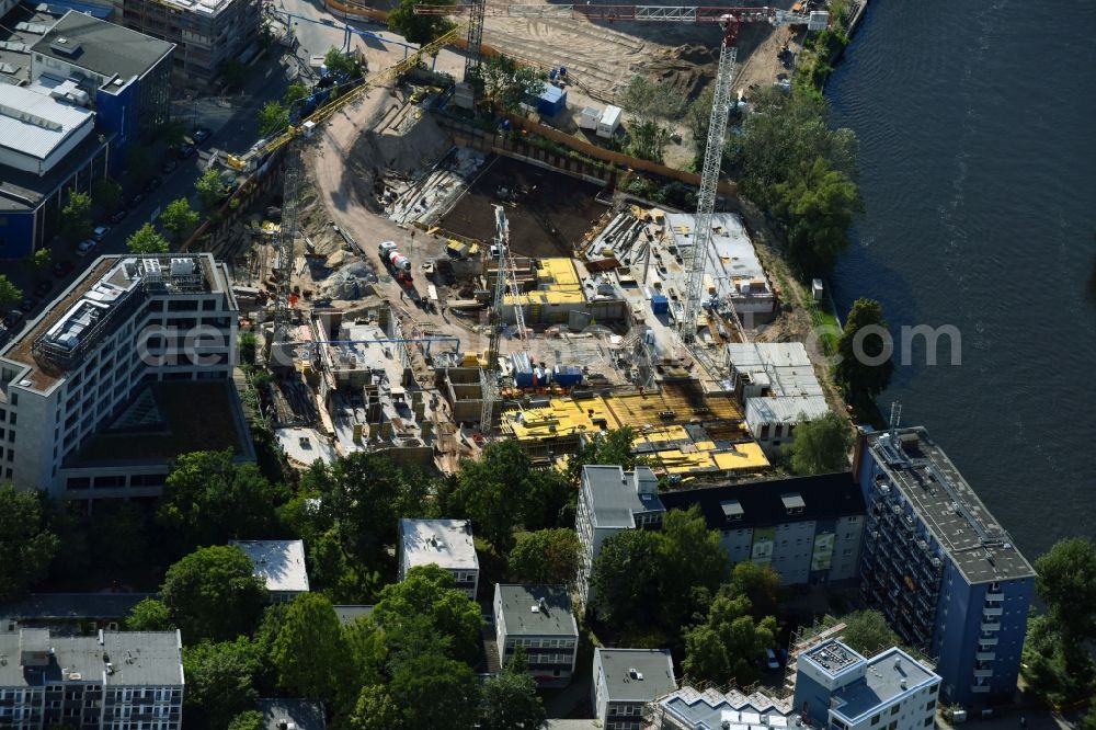 Berlin from above - Construction site to build a new multi-family residential complex No.1 Charlottenburg on Wegelystrasse zum Spree- Ufer in the district Charlottenburg-Wilmersdorf in Berlin, Germany