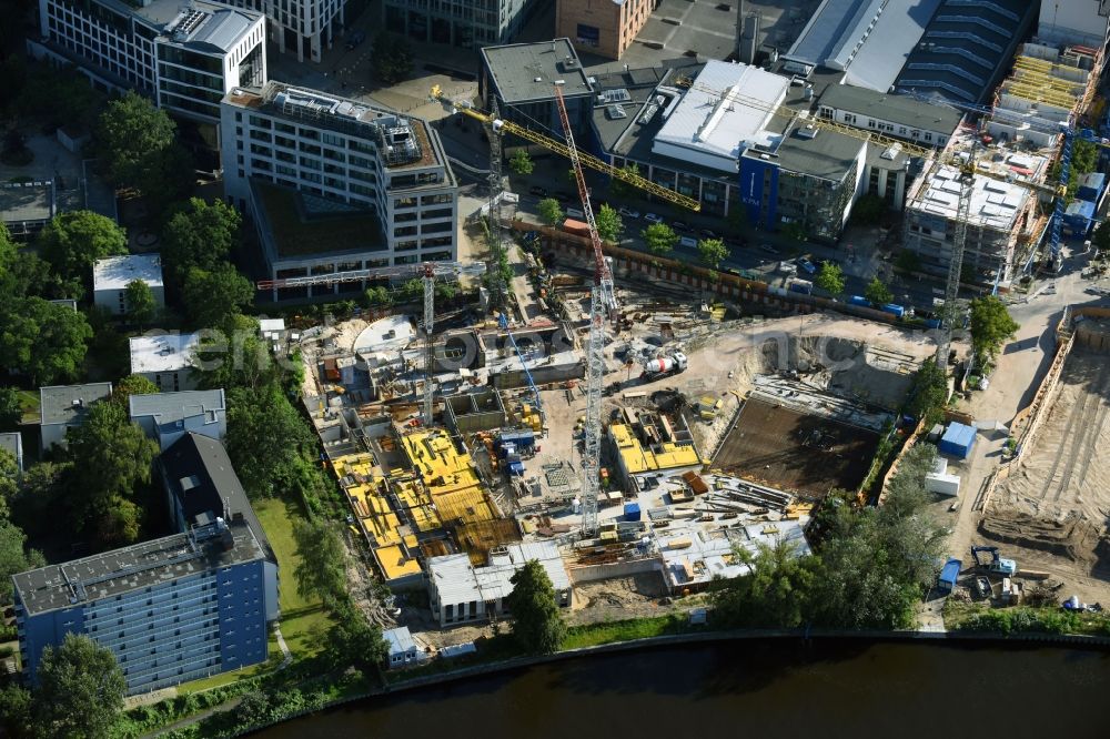 Aerial image Berlin - Construction site to build a new multi-family residential complex No.1 Charlottenburg on Wegelystrasse zum Spree- Ufer in the district Charlottenburg-Wilmersdorf in Berlin, Germany