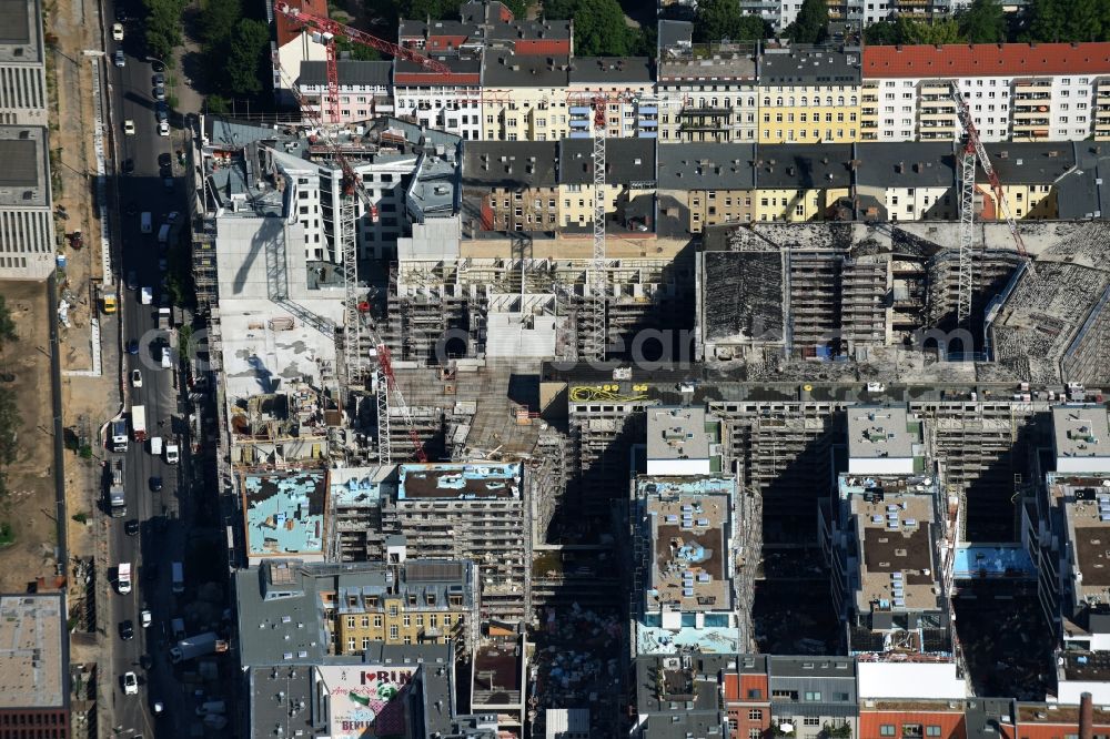 Aerial photograph Berlin - Construction site to build a new multi-family residential complex Chausseestrasse Ecke Schwartzkopffstrasse destrict Mitte in Berlin