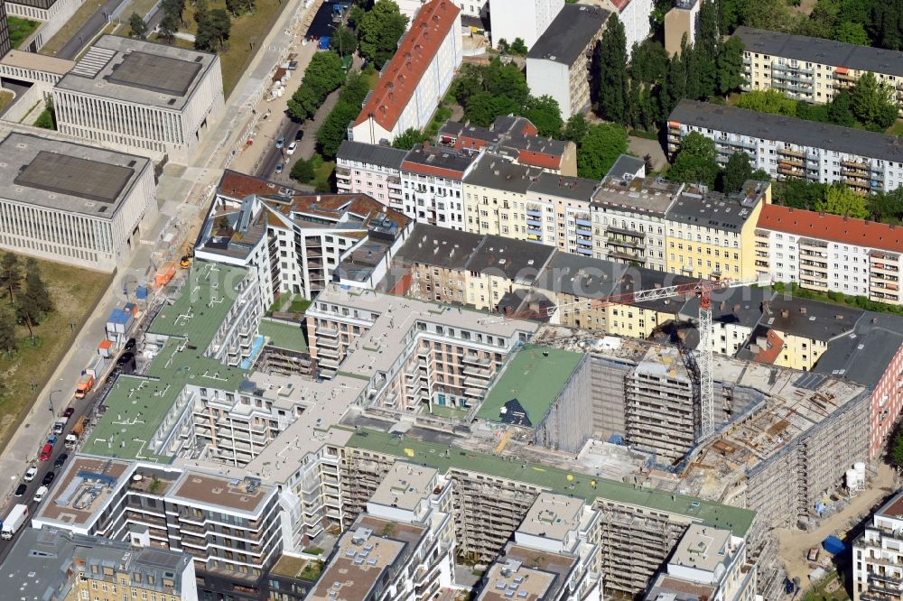 Aerial photograph Berlin - Construction site to build a new multi-family residential complex Chausseestrasse Ecke Schwartzkopffstrasse destrict Mitte in Berlin