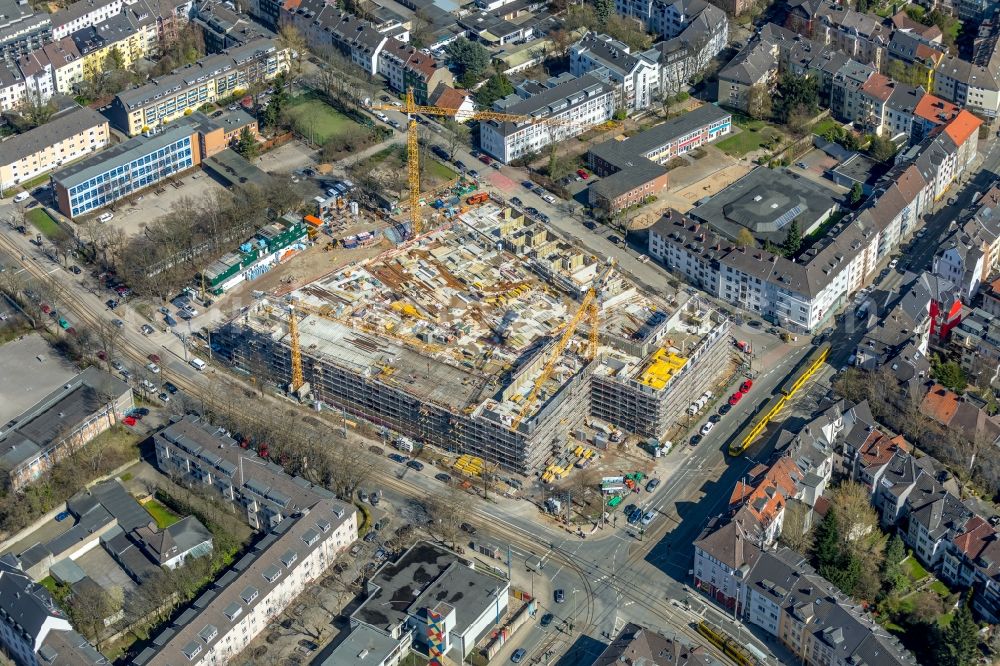 Aerial image Essen - Construction site to build a new multi-family residential complex Cranachhoefe in Essen in the state North Rhine-Westphalia, Germany