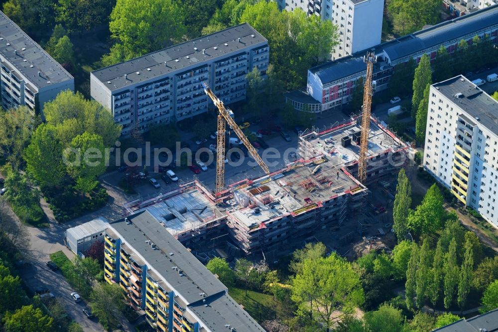 Aerial photograph Berlin - Construction site to build a new multi-family residential complex of degewo AG on Wuhlestrasse in the district Biesdorf in Berlin, Germany