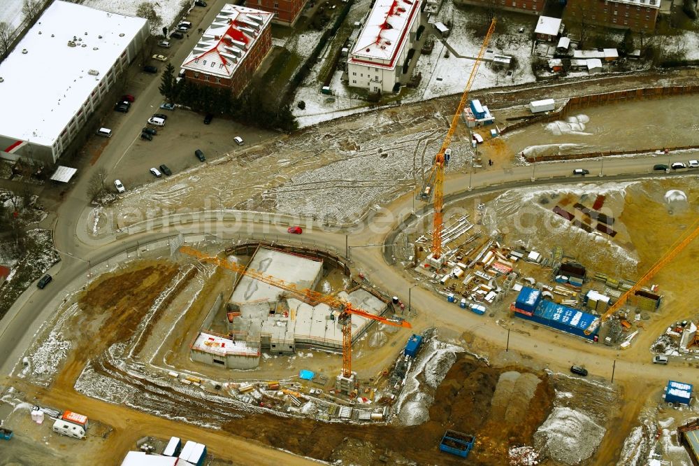 Aerial image München - Construction site to build a new multi-family residential complex of DEMOS Wohnbau GmbH on Fritz-Bauer-Strasse in the district Aubing-Lochhausen-Langwied in Munich in the state Bavaria, Germany