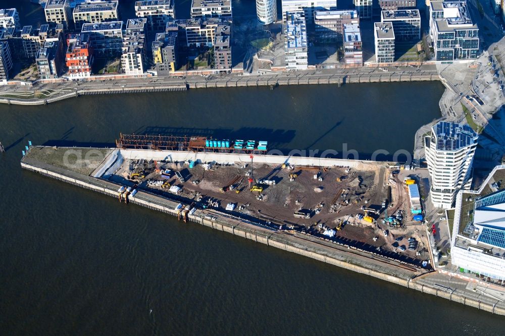 Aerial image Hamburg - Construction site to build a new multi-family residential complex of DC DEVELOPMENTS GMBH & CO. KG on Strandkai in the district HafenCity in Hamburg, Germany