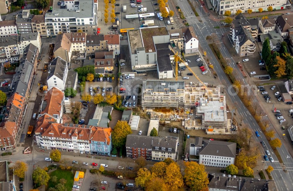 Gladbeck from the bird's eye view: Construction site to build a new multi-family residential complex of Diakonisches factory gGmbH on Wilhelmstrasse in Gladbeck in the state North Rhine-Westphalia, Germany