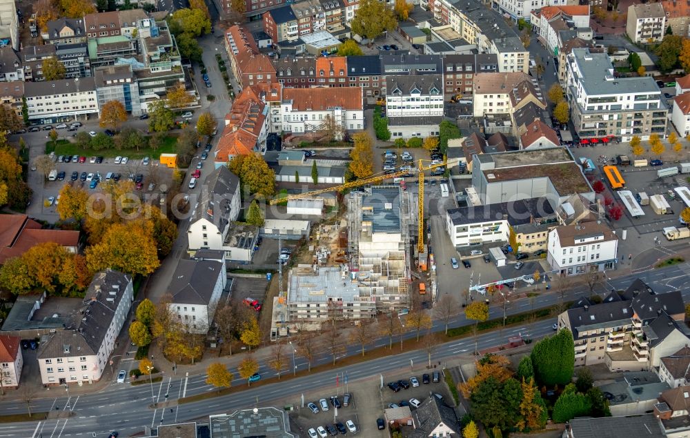 Gladbeck from above - Construction site to build a new multi-family residential complex of Diakonisches factory gGmbH on Wilhelmstrasse in Gladbeck in the state North Rhine-Westphalia, Germany