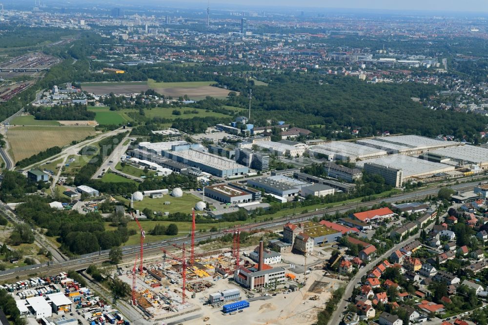 Aerial photograph München - Construction site to build a new multi-family residential complex DIAMALTPARK of ISARIA Wohnbau AG Am Muenchfeld in Munich in the state Bavaria, Germany