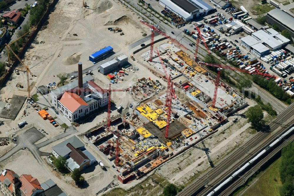 Aerial photograph München - Construction site to build a new multi-family residential complex DIAMALTPARK of ISARIA Wohnbau AG Am Muenchfeld in Munich in the state Bavaria, Germany