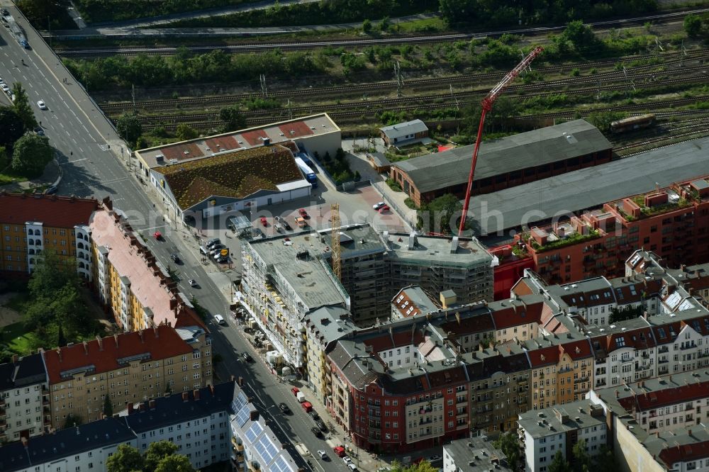 Aerial photograph Berlin - Construction site to build a new multi-family residential complex Dudenstrasse in the district Tempelhof-Schoeneberg in Berlin, Germany