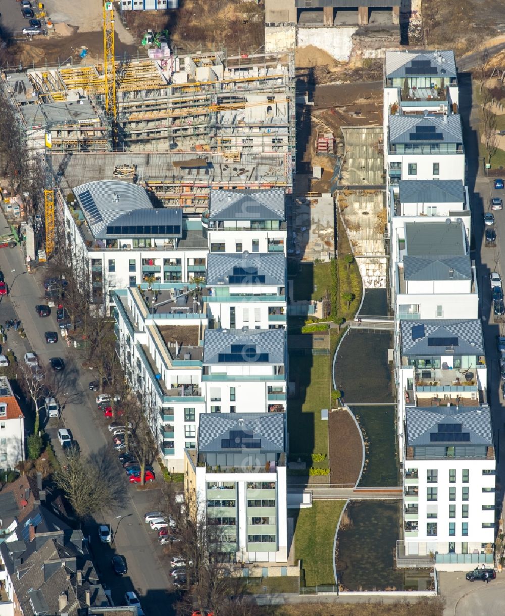 Aerial photograph Dortmund - Construction site to build a new multi-family residential complex on the former Kronen-Areal, Maerkische Strasse - Benno-Jacob-Strasse in the district Innenstadt-Ost in Dortmund in the state North Rhine-Westphalia