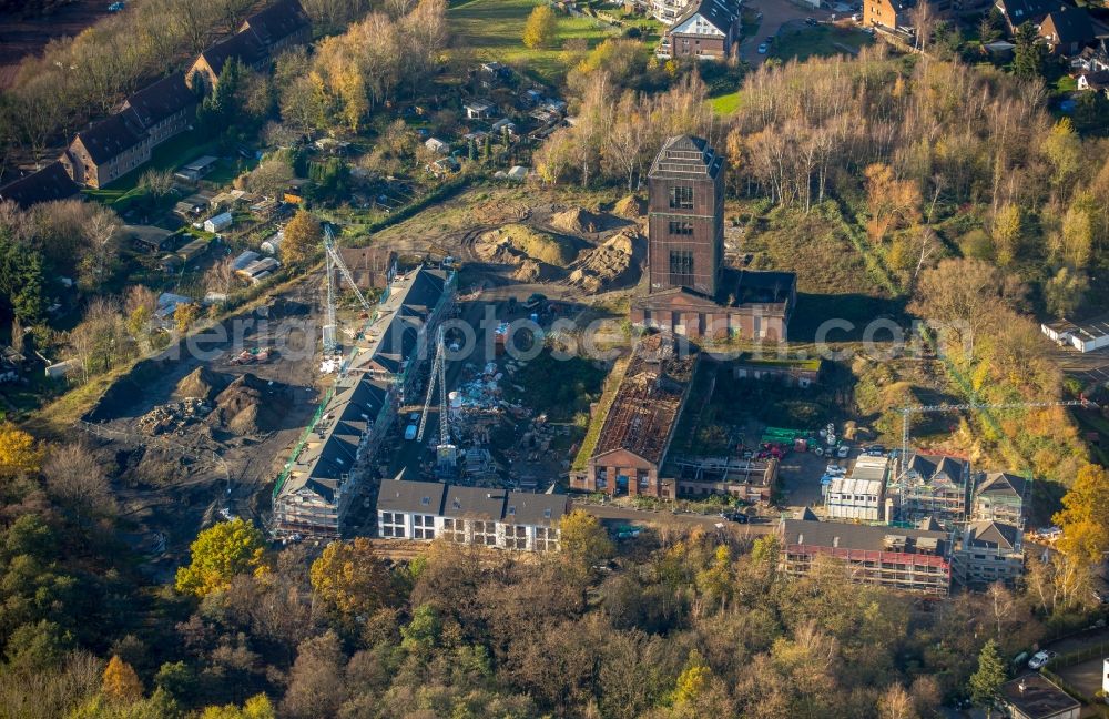 Oberhausen from above - Construction site to build a new multi-family residential complex on tower Malakow- Turm in Oberhausen in the state North Rhine-Westphalia