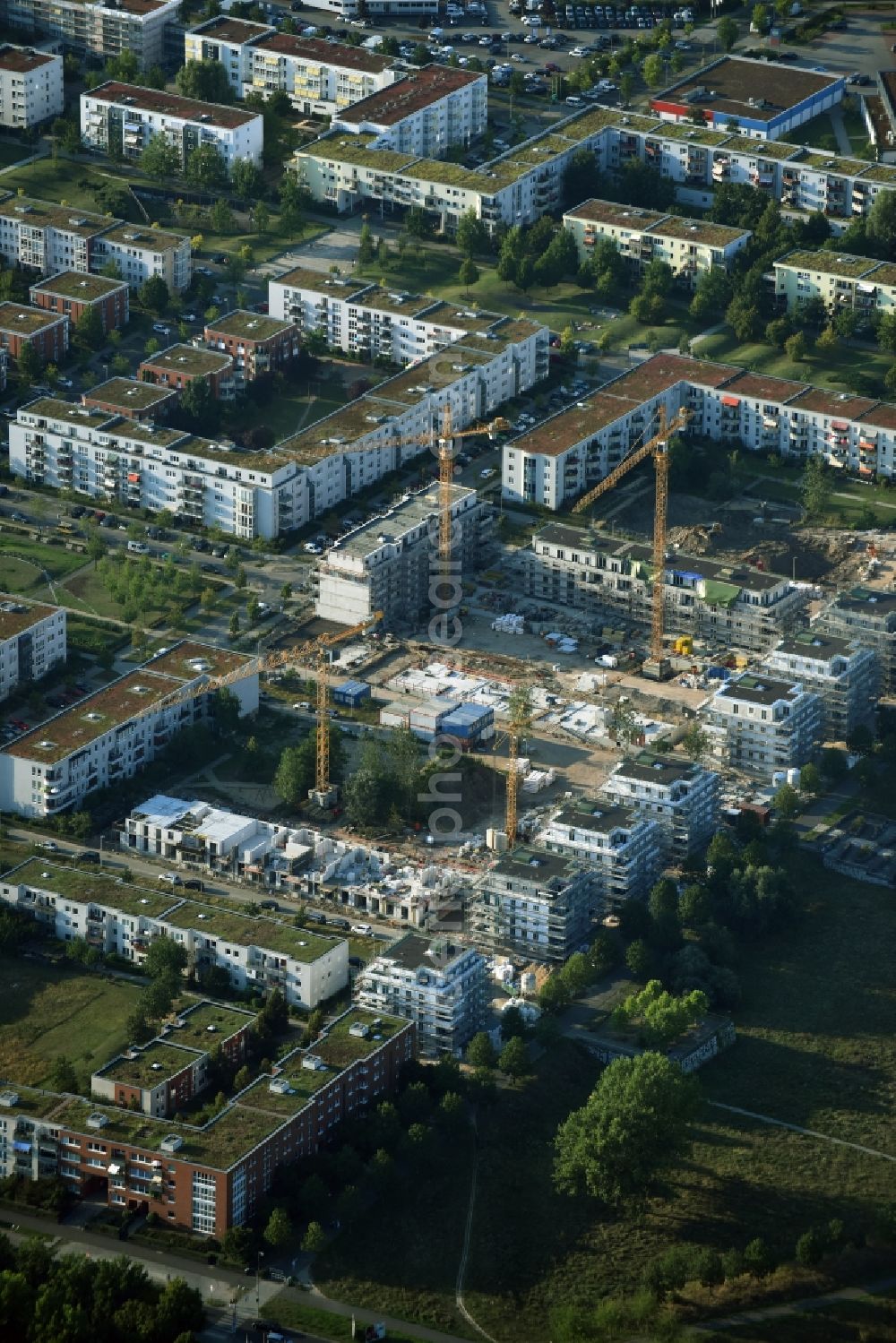 Aerial image Berlin - Construction site to build a new multi-family residential complex Eisenacher Strasse - Hasenholzer Allee - Krummenseer Strasse in Berlin