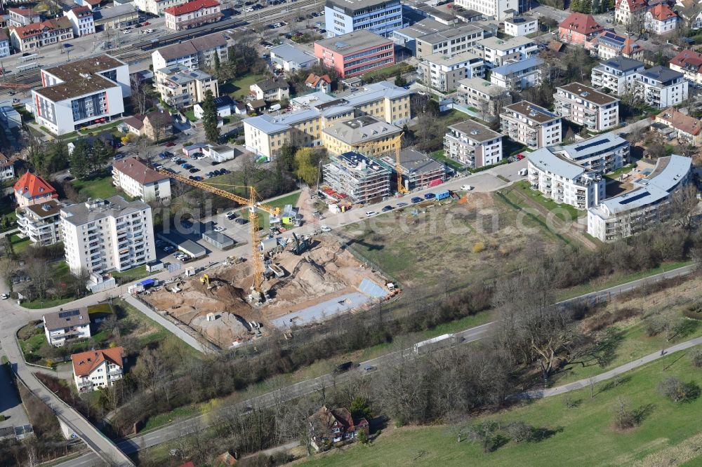 Aerial photograph Schopfheim - Construction site to build a new multi-family residential complex Am Eisweiher in Schopfheim in the state Baden-Wurttemberg, Germany