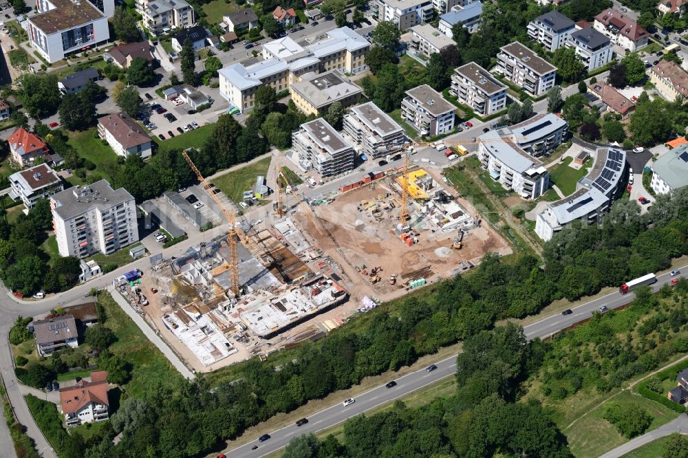 Schopfheim from the bird's eye view: Construction site to build a new multi-family residential complex Am Eisweiher in Schopfheim in the state Baden-Wurttemberg, Germany