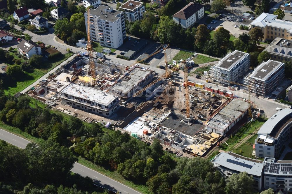 Aerial image Schopfheim - Construction site to build a new multi-family residential complex Am Eisweiher in Schopfheim in the state Baden-Wurttemberg, Germany