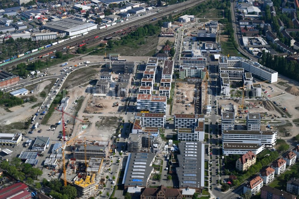 Aerial image Freiburg im Breisgau - Construction site to build a new multi-family residential complex on Ellen-Gottlieb-Strasse - Zita-Kaiser-Strasse - Zollhallenstrasse in Freiburg im Breisgau in the state Baden-Wuerttemberg, Germany