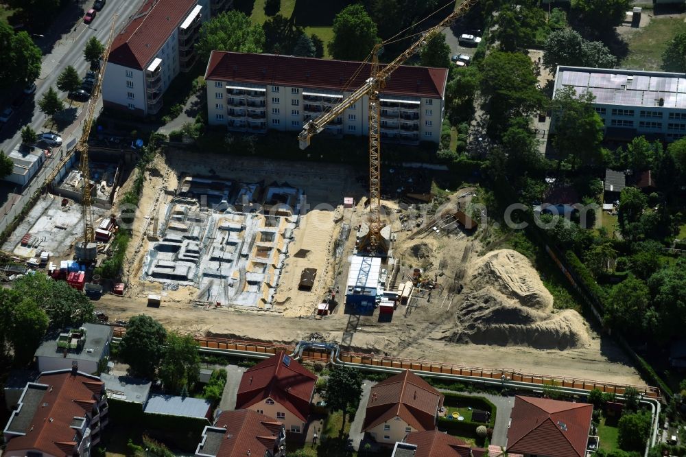 Aerial image Berlin - Construction site to build a new multi-family residential complex along the Einbecker Strasse in Berlin, Germany