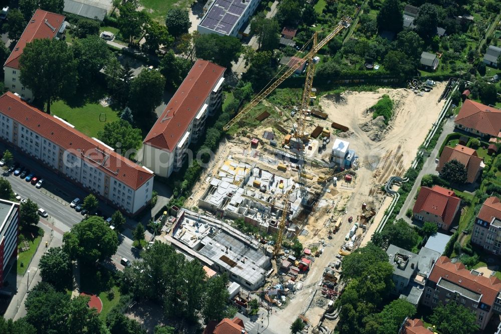 Aerial photograph Berlin - Construction site to build a new multi-family residential complex along the Einbecker Strasse in Berlin, Germany