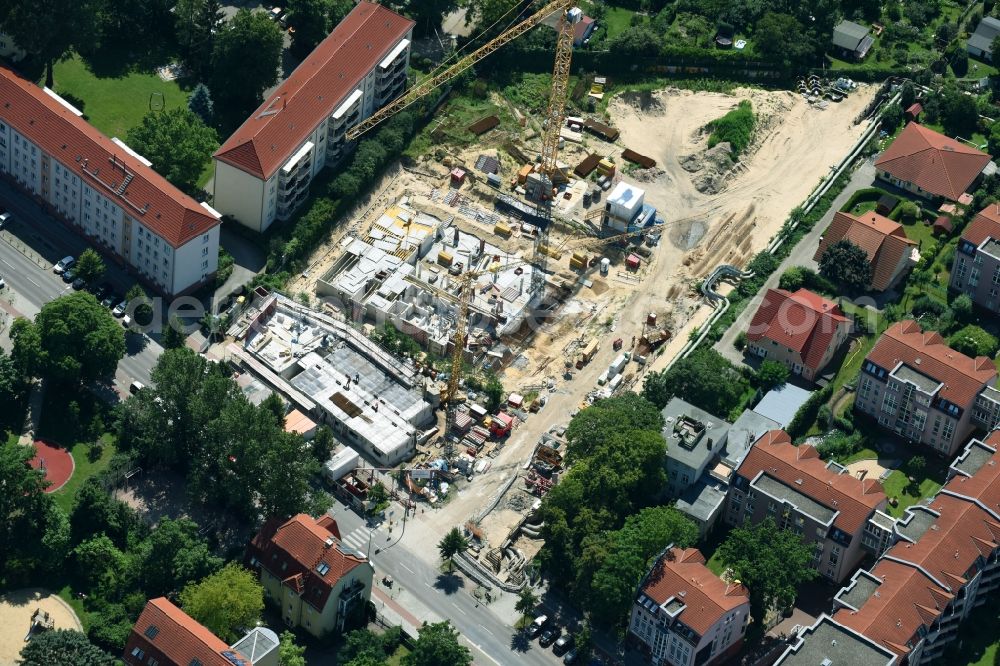 Berlin from above - Construction site to build a new multi-family residential complex along the Einbecker Strasse in Berlin, Germany