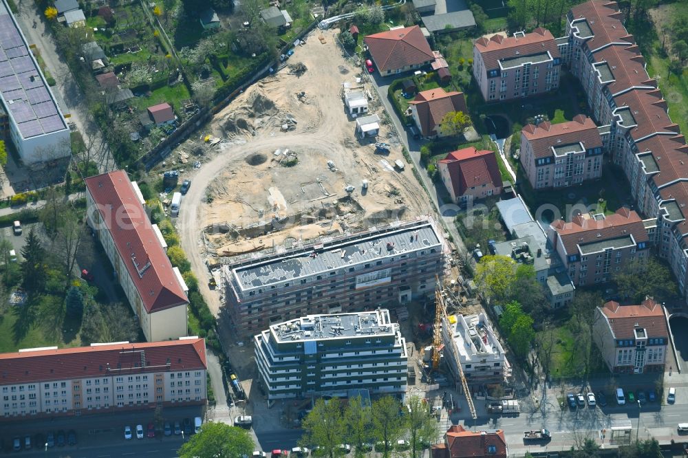 Aerial photograph Berlin - Construction site to build a new multi-family residential complex along the Einbecker Strasse in Berlin, Germany