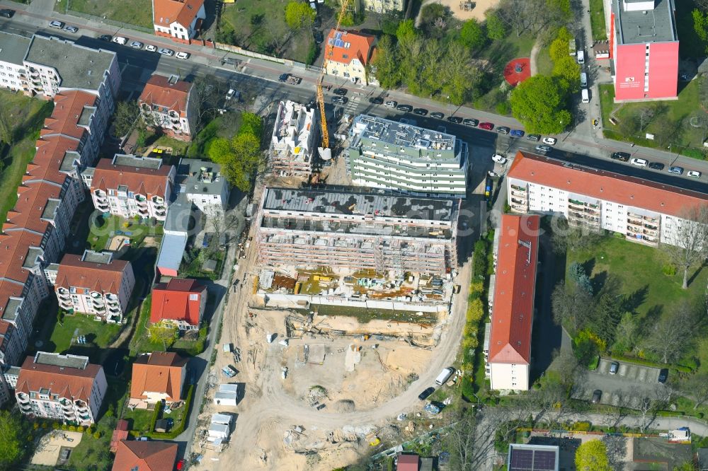 Aerial photograph Berlin - Construction site to build a new multi-family residential complex along the Einbecker Strasse in Berlin, Germany