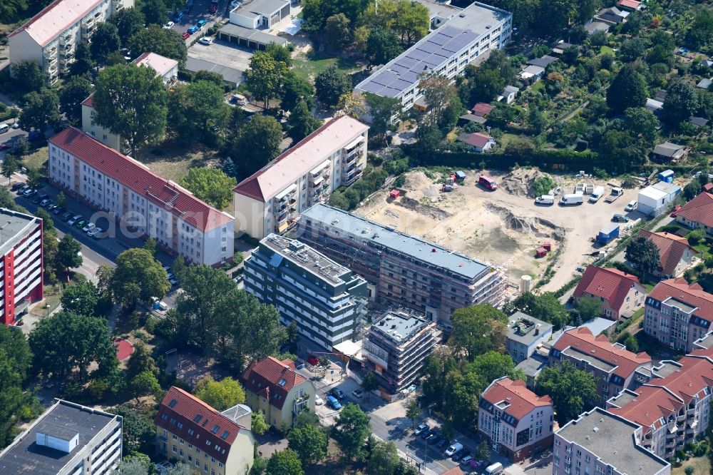 Berlin from above - Construction site to build a new multi-family residential complex along the Einbecker Strasse in Berlin, Germany