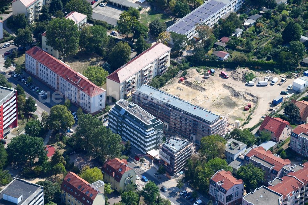 Aerial photograph Berlin - Construction site to build a new multi-family residential complex along the Einbecker Strasse in Berlin, Germany