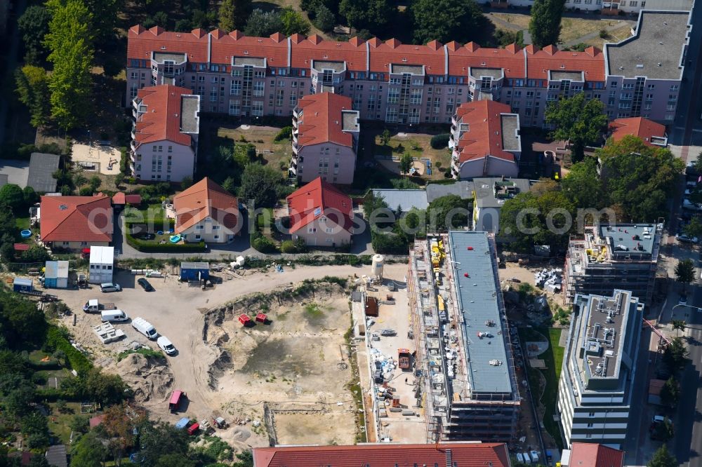 Berlin from above - Construction site to build a new multi-family residential complex along the Einbecker Strasse in Berlin, Germany