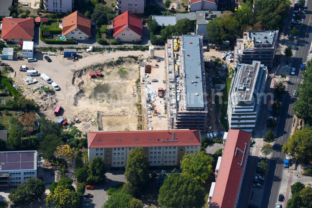 Berlin from the bird's eye view: Construction site to build a new multi-family residential complex along the Einbecker Strasse in Berlin, Germany