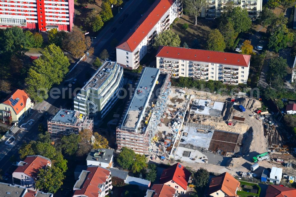 Berlin from above - Construction site to build a new multi-family residential complex along the Einbecker Strasse in Berlin, Germany