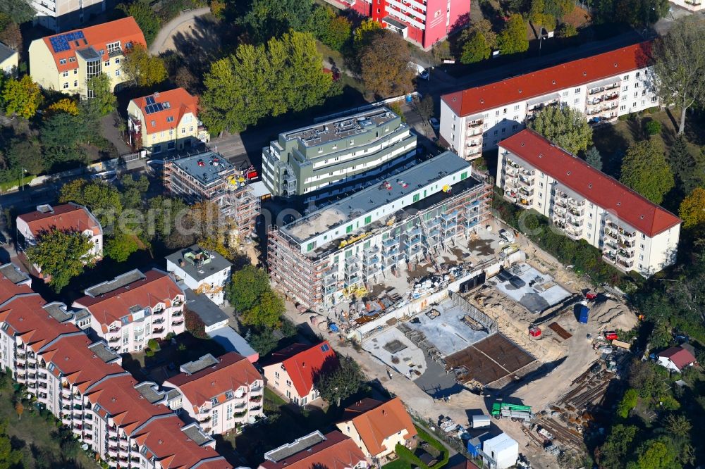 Aerial image Berlin - Construction site to build a new multi-family residential complex along the Einbecker Strasse in Berlin, Germany