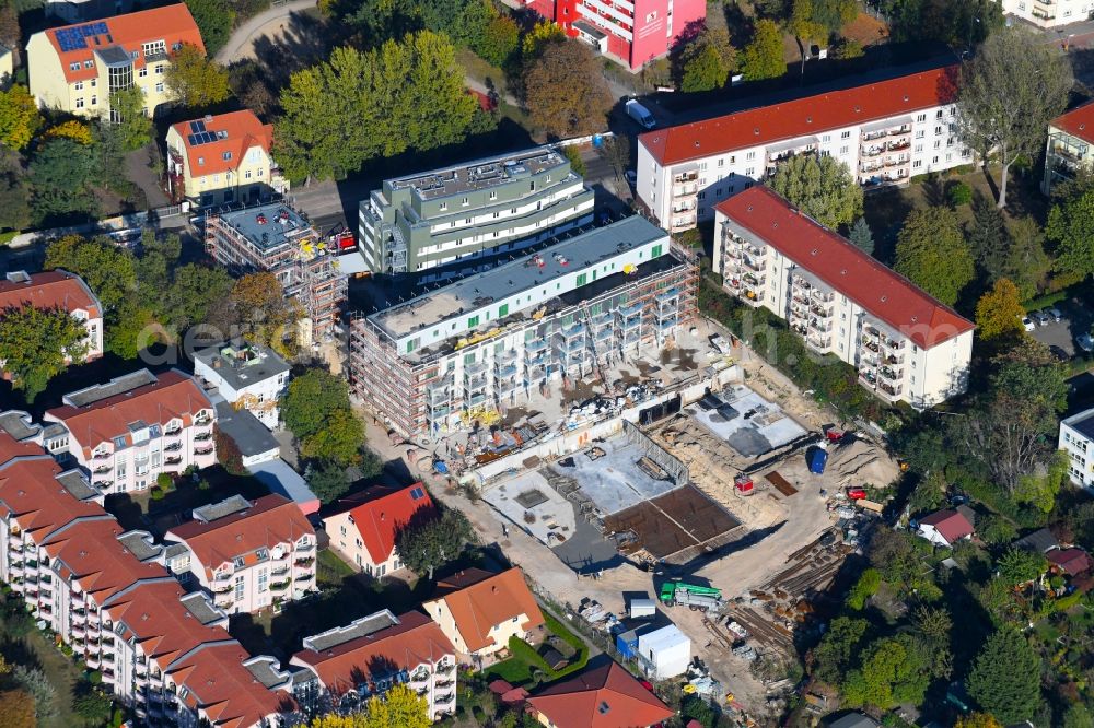 Berlin from above - Construction site to build a new multi-family residential complex along the Einbecker Strasse in Berlin, Germany