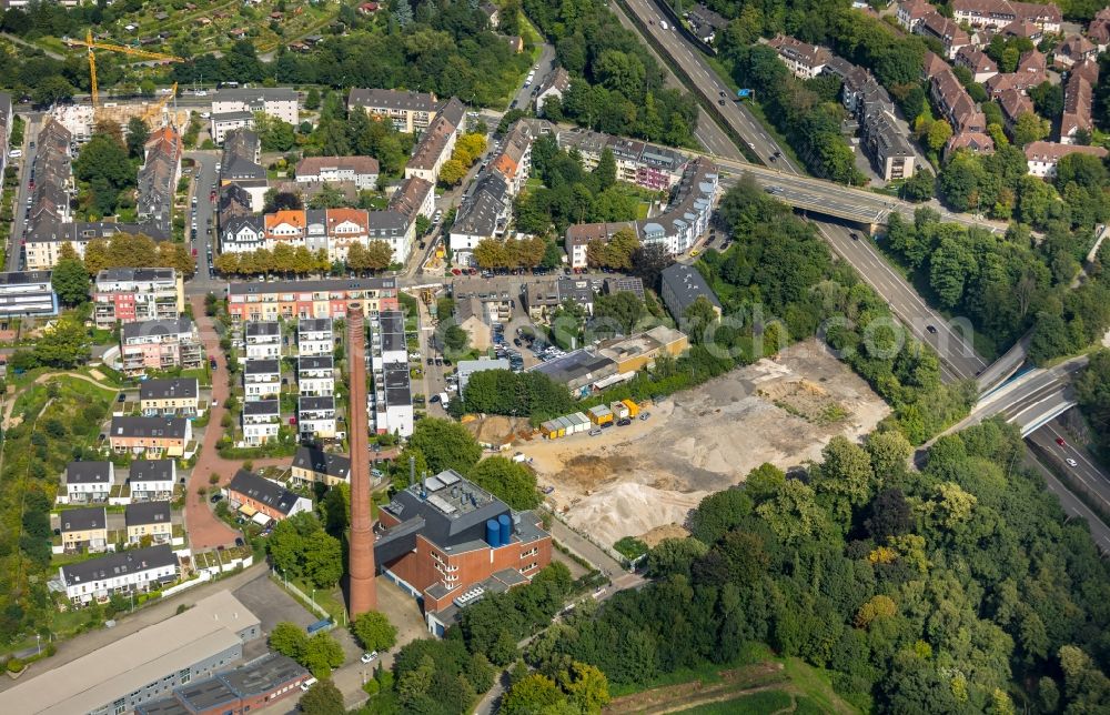 Aerial photograph Essen - Construction site to build a new multi-family residential complex along the Wittekindstrasse corner Walpurgisstrasse in the district Ruettenscheid in Essen in the state North Rhine-Westphalia, Germany