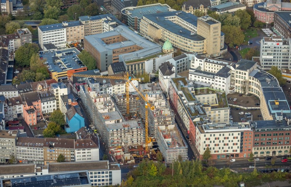 Aerial photograph Essen - Construction site to build a new multi-family residential complex Selmastrasse - Henriettenstrasse - Hachestrasse in Essen in the state North Rhine-Westphalia