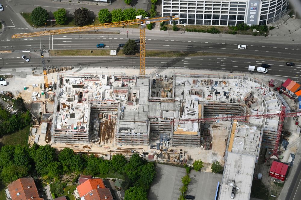 Aerial photograph Ingolstadt - Construction site to build a new multi-family residential complex of Essinger Wohnbau GmbH on Theodor-Heuss-Strasse in Ingolstadt in the state Bavaria, Germany